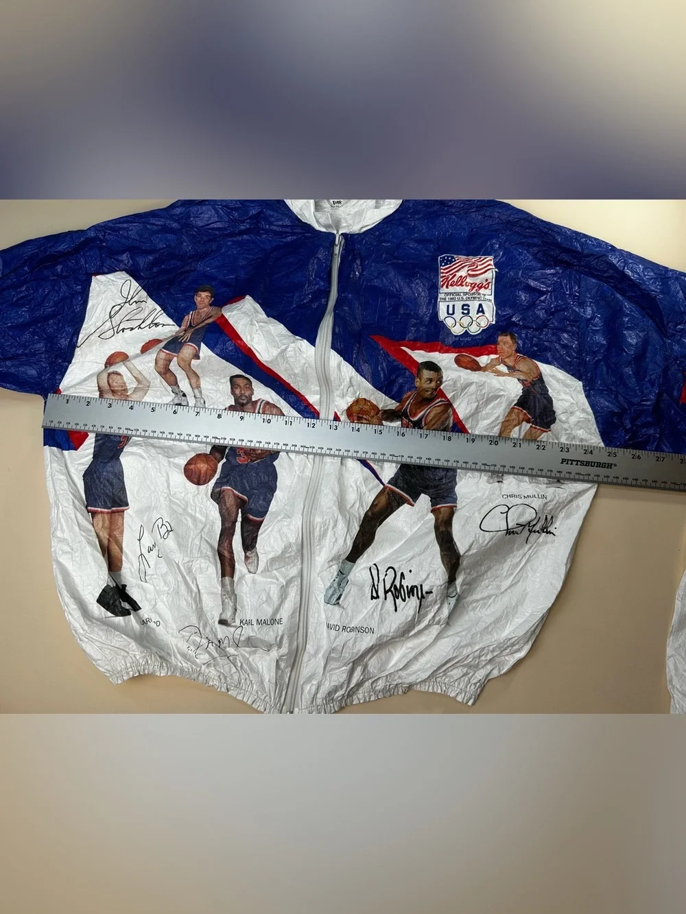 Vintage USA Olympic Basketball Windbreaker Jacket - Blue & White (1992) size XL